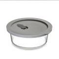 clear Round Heatproof Glass Container with Grey lid